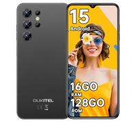OUKITEL C1 Telephone Portable 16(4+12)+128Go,5150mAh,6.52 Pouces,4G Smartphone Pas Cher Android 15,13MP,Fingerprint/OTG/GPS,Noir