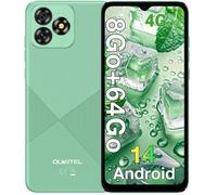 OUKITEL C53 6.6"" 8(4+4)Go + 64Go 4300mAh Téléphone portable Pas Cher Android 14 13MP+5MP Smartphone 4G Double Sim GPS - Vert