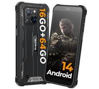 OUKITEL G2 Téléphone Portable Incassable Android 14, 16Go+64Go/1To TF Smartphone Incassable, 6300mAh Batterie, 13MP Caméra, 6.0" HD+ Telephone de Chantier, Dual SIM/Fingerprint/OTG/GPS, Noir