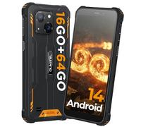 OUKITEL G2 Téléphone Portable Incassable Android 14, 16Go+64Go/1To TF Smartphone Incassable, 6300mAh Batterie, 13MP Caméra, 6.0" HD+ Telephone de Chantier, Dual SIM/Fingerprint/OTG/GPS, Orange