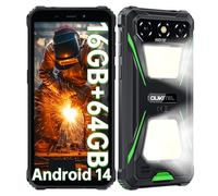 OUKITEL G5 - Telephone Incassable 16+64GO,Android 14 Smartphone Incassable IP68,6.0" HD, 6300mAh Telephone Portable Incassable Double Lampe Camping,13MP Caméra,4G Dual SIM/GPS/NFC/2Ans Garantie,Vert