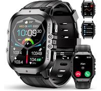 OUKITEL Montre connectée militaire pour homme avec fonction téléphone, étanche 5 ATM, avec mesure de la pression artérielle, SPO2, moniteur de sommeil, montre de sport robuste, 120 modes de sport avec