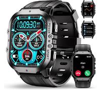 OUKITEL Montre connectée militaire pour homme avec fonction téléphone, robuste, 120 modes de sport, avec mesure de la pression artérielle, SPO2, fréquence cardiaque, étanche 5 ATM, avec moniteur de