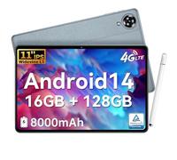 OUKITEL OT11 Tablette Tactile Android 14, 11 Pouces, 16Go RAM + 128Go ROM (1To SD), 1280x800 FHD, 2.4G/5G Wifi5, 4G SIM, BT5, 5MP + 13MP, 8 000mAh, Certifié GMS, Tablette avec Stylet, Gris foncé