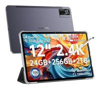 OUKITEL OT5S Tablette Android 14 - Tablette 12 Pouces 24Go RAM + 256Go ROM(TF 2To) Tablette Tactile,8250mAh/18W, 16MP+8MP,Dual 4G LTE/5G WiFi/BT5.0/GMS/GPS/Widevine L1/Facial ID - Gris
