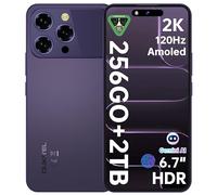OUKITEL P1 Pro Smartphone - 16GO RAM+256GO ROM/TF 2TO AMOLED 6.7" 120Hz FHD+ 50MP+32MP Android 15, MTK G100 5150mAh 1080*2412, Téléphone Débloqué Empreinte écran/Face ID/NFC/OTG/GPS/4G Dual SIM,Violet