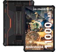 OUKITEL RT9 Tablette Incassable Android 14 11000mAh 24Go+256GO 10.1''HD Tablette Tactile IP68/IP69K,16MP/Octa-Core/Double SIM 4G/WiFi 5G/OTG/Face ID/GPS, Noir