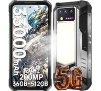OUKITEL WP100 5G Telephone Portable Incassable - 33000mAh/66W Smartphone Incassable 36GO+512GO ROM Téléphone Incassable 6.8″ FHD+ Lampe Camping 1200 lumens 200MP+32MP+20MP Poids:828 g/NFC/OTG/Face ID