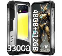 OUKITEL WP100 Titan Téléphone portable Incassable 5G, 33000mAh Batterie, Projecteur intégré 100-lumens, 48GO +512GO, 6.8" FHD+/120Hz Smartphone Incassable, 200MP+32MP, Camping Éclairage 1200LM/NFC/GPS
