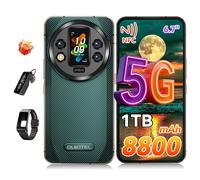 OUKITEL WP200 Pro 5G 6.7'' Téléphone portable robuste 72 Go (24+48)+1 To Android 15 120 Hz 108 MP+32 MP 8800 mAh 45 W Double SIM IA NFC BT 5.3 vert