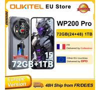 OUKITEL WP200 Pro Android 15 72GB(24 + 48) 1 to Smartphone robuste 5G 6.7 ''120Hz 108MP 8800mAh 45W écouteurs détachables-SmartWatch GRIS