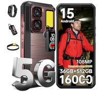 OUKITEL WP300 5G Smartphone Incassable Android 15-36Go RAM+512Go ROM/2TB 16000mAh/45W 6.8" 2.4K FHD+ IPS 120Hz 108MP+32MP Téléphone Incassable Phare Avant 370lm+Écouteurs/Montre avec Écran/NFC/FaceID