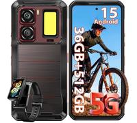 OUKITEL WP300 5G Smartphone Robuste Android 15 - 36Go+512Go 16000mAh 6.8"" 120Hz 108MP, Phare Avant 370lm/Montre avec Écran, Rouge