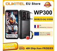 OUKITEL WP300 Android 15 Smartphone 36(12 + 24)GB 512GB 6.8 "FHD + 120Hz 5G 108MP 16000mAh 45W Camping lumière téléphones montres intelligentes Rouge