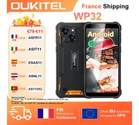 OUKITEL WP32 4GB + 128GB 6.0 "HD + Android 13 Smartphone robuste 6300mAh 20MP déverrouiller l'empreintes digitales téléphone portable GPS GRIS