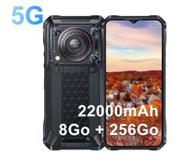 Oukitel WP33 Pro 5G Smartphone Robuste 8Go + 256Go 22000mAh 6.6"" FHD+ Caméra 64MP IP68 Étanche Android 13 NFC GPS Dual SIM, Noir