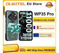 Oukitel WP35 Pro Android 14 Smartphone robuste 36GB(12 + 24) 512GB 6.6 ''FHD + 5G 11000mAh 33W 64MP NFC double SIM téléphone portable vert