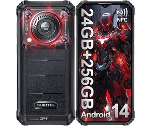 OUKITEL WP36 Pro Téléphone Portable Incassable Android 14, 24GO RAM +256GO ROM/1TO, Smartphone Incassable 10600mAh, 128dB Haut-Parleur, Écran 6.52", Telephone de Chantier 4G Dual SIM/13MP/GPS/NFC/OTG