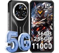 OUKITEL WP55 5G Telephone Portable Incassable Android 15 2025, 36GO+256GO/2TO Smartphone Incassable, 11000mAh/33W, 6.6 FHD+ 120Hz, 108MP+32MP Caméra, Dual SIM/NFC/Face ID, Telephone de Chantier Noir