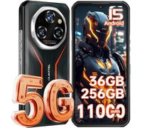 OUKITEL WP55 5G Telephone Portable Incassable Android 15 2025, 36GO+256GO Smartphone Incassable, 11000mAh/33W, 6.6 FHD+ 120Hz, 108MP+32MP Caméra, Dual SIM/NFC/Face ID, Telephone de Chantier Orange