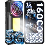 OUKITEL WP56 5G Telephone Incassable Android 15-16000mAh Telephone Portable Incassable Lampe Camping,32GO+256GO,120HZ Smartphone Incassable 6.8 Pouces,128dB Haut-Parleurs,108MP+32MP/GPS/NFC/OTG,Noir