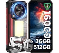 OUKITEL WP56 Smartphone 5G Robuste 36Go + 512 Go 16000mAh 6.8'' Haut-parleur 128dB 108MP 1000LM Lampe Camping NFC GPS - Rouge