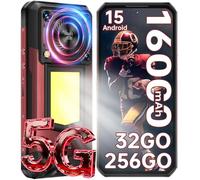 OUKITEL WP56 - Telephone Portable Incassable 5G,32+256GO/2TB,16000mAh Telephone Incassable Lampe Camping,6.8" FHD+,120HZ Telephone Chantier Android 15,128dB Haut-Parleurs,108MP+32MP/GPS/NFC/OTG,Rouge