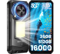 OUKITEL WP56 Téléphone Portable Incassable Android 15-16000mAh Smartphone Incassable 36Go+512Go/2To, 6.8" FHD+, 108MP+32MP, 1000LM Lampe de Camping, 128dB Enceinte 5G Dual SIM/Face ID/GPS/NFC - Noir