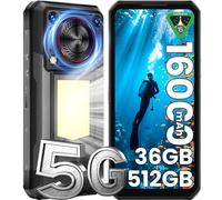 OUKITEL WP56 Téléphone Portable Incassable Android 15-16000mAh Smartphone Incassable 36Go+512Go/2To, 6.8" FHD+, 108MP+32MP, 1000LM Lampe de Camping, 128dB Enceinte 5G Dual SIM/Face ID/GPS/NFC - Noir