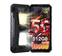 OUKITEL WP58 Pro 24 Go (8+16) RAM 512 Go ROM Android 15 Téléphone Robuste 33W 10000 mAh 6,7'' HD 120Hz 64MP NFC Lampe de Camping Smartphone noir