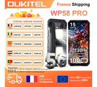 OUKITEL WP58 Pro 24GB(8 + 16) RAM 512GB ROM 10000mAh Android 15 téléphone robuste 33W 6.7 ''HD 120Hz 64MP NFC lampe de Camping Smartphone noir