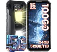 OUKITEL WP58 Pro Telephone Incassable 5G Android 15, 24Go+512Go Smartphone Incassable, Double Lampe Camping, 64MP+8MP Vision Nocturne, 10000mAh/33W, 6.7" FHD+ 120Hz, Fingerprint/GPS/NFC/OTG, Noir