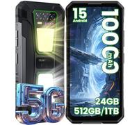 OUKITEL WP58 Pro Telephone Incassable 5G Android 15, 24Go+512Go Smartphone Incassable, Double Lampe Camping, 64MP+8MP Vision Nocturne, 10000mAh/33W, 6.7" FHD+ 120Hz, Fingerprint/GPS/NFC/OTG, Vert