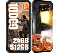 OUKITEL WP58 Pro Telephone Portable Incassable 5G, Android 15 Smartphone Incassable, 24GO+512GO/1TO, 10000mAh/33W, 6.7"/120Hz, Dual Camping Light Téléphone de Chantier, 64MP, 5G Dual SIM/IP68/NFC