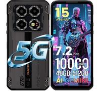 OUKITEL WP60 5G Telephone Portable Incassable 48GO+512GO 7.2"" 10000mAh Smartphone Incassable Android 15 108MP Dual SIM/GPS/NFC Noir