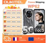 OUKITEL WP62 36GB(12 + 24) RAM 512GB ROM Android 15 Smartphone robuste 6.6 ''FHD + affichage 11000mAh 108MP 33W NFC téléphone portable Argent