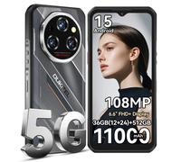 OUKITEL WP62 36GB(12 + 24) RAM 512GB ROM Android 15 Smartphone robuste 6.6 ''FHD + affichage 11000mAh 108MP 33W NFC téléphone portable noir
