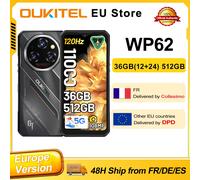 OUKITEL WP62 Smartphone robuste Android 15, 36 Go (12 + 24) de RAM, 512 Go de ROM, écran FHD+ de 6,6 pouces, appareil photo principal de 108 MP, batterie de 11 000 mAh, charge rapide 33 W, NFC noir