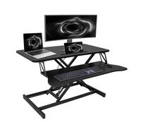 OUKMIC Convertisseur de bureau debout réglable en hauteur avec plateau de clavier pour la maison ou le bureau, double moniteur et station de travail d'ordinateur, grand bureau à 2 niveaux, noir