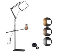 OUKMIC Lampe à selfie avec support et support de téléphone portable, trépied LED de 30,5 cm avec bras réglable, température de couleur 2800-7000 K pour séance photo, enregistrement vidéo, streaming