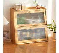 OUKMXSY Armoire de Rangement multifonctionnelle en Bois à 2 Niveaux, boîte à Pain et Organiseur d'épices, Style Ferme, pour Gagner de la Place dans la Cuisine (Naturel, 52,5 cm)