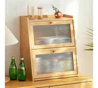 OUKMXSY Armoire de Rangement multifonctionnelle en Bois, boîte à Pain à Double Couche, épices pour Cuisine, Salle à Manger, Salon, idée créative (Naturel, 42,5 x 28 x 50 cm)