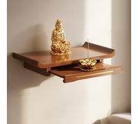 OUKMXSY Étagère Murale pour autel de Bouddha, Table de sanctuaire personnelle, Plateau rétractable pour méditation, pour Salons, sanctuaires, Temples (Marron, 58 x 25 cm)