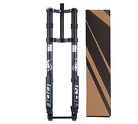 OUKMXSY Fourche à Suspension pour VTT, axe traversant 15 mm x 150 mm, Alliage d'aluminium, Course 160 mm, Frein à Disque, Double épaulement, Fourche inversée, Accessoires