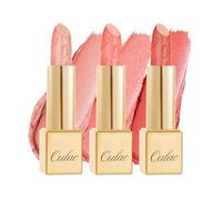 OULAC 3PCS Rouge à Lèvres Pailleté Métallique, Rouge a Levre Corail Gloss Pailleté, Très Pigmenté & Ultra-hydratant, Brillant à Lèvres Couvrant Toute la Surface, Vegan