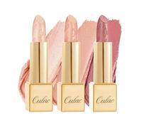 OULAC 3PCS Rouge à Lèvres Pailleté Métallique, Rouge a Levre Nu Gloss Pailleté, Très Pigmenté & Ultra-hydratant, Brillant à Lèvres Couvrant Toute la Surface, Vegan
