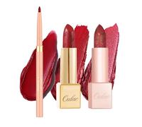 OULAC 3PCS Rouges à Lèvres et Crayons à Lèvres, Effet Pailleté Métallique, Rouge à Lèvres Mat Métallisé Longue Tenue, Hydratation et Confort pour les Lèvres, Vegan