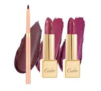 OULAC 3PCS Rouges à Lèvres et Crayons à Lèvres, Effet Pailleté Métallique, Rouge à Lèvres Mat Métallisé Longue Tenue, Hydratation et Confort pour les Lèvres, Vegan