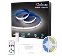 OULARA Bande LED COB Blanc Froid 6000K, 10M Intensité Variable 24V Kit LED Lumières Flexibles avec RF Télécommande et Alimentation, CRI 90+, Lumière sous l'armoire pour la Décoration de la Maison