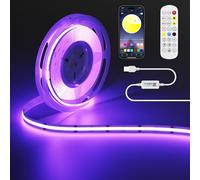 OULARA USB RGB Ruban LED COB 5V 2m, 1200LEDs Couleur Changement Bande Lumière, Multicolore Flexible LED Light avec Bluetooth App Contrôle pour Télévision, Chambre à Coucher, Fête, DIY Décoration